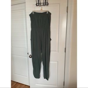 Aerie green tube top jumpsuit size L